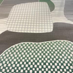 Modernist Abstract Rug — Sage, Cream, Charcoal Shapes