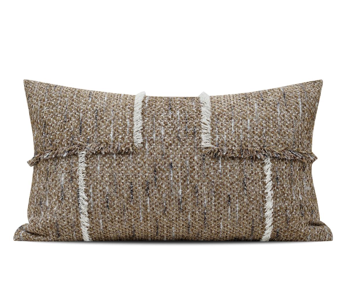 Tan Tonal Stripe Lumbar Cushion Cover