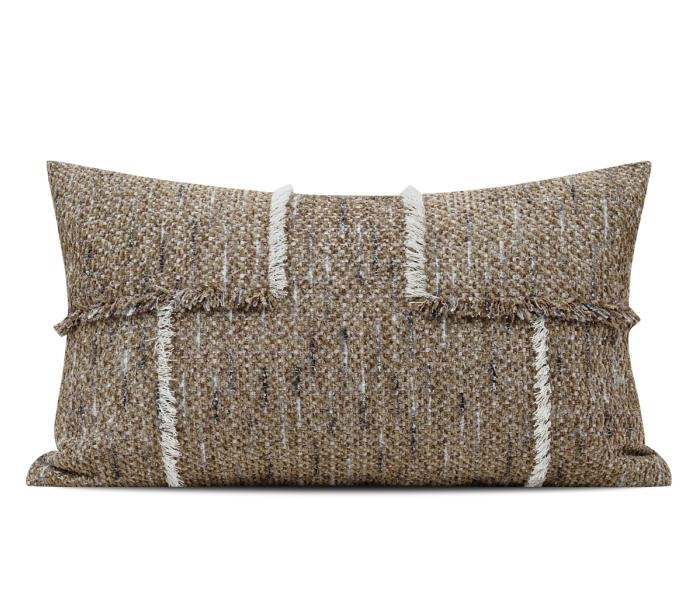 Tan Tonal Stripe Lumbar Cushion Cover