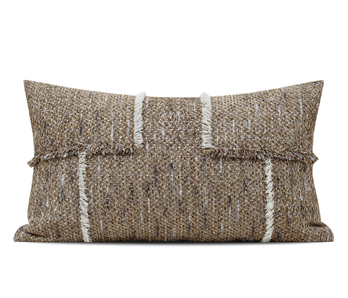 Tan Tonal Stripe Lumbar Cushion Cover