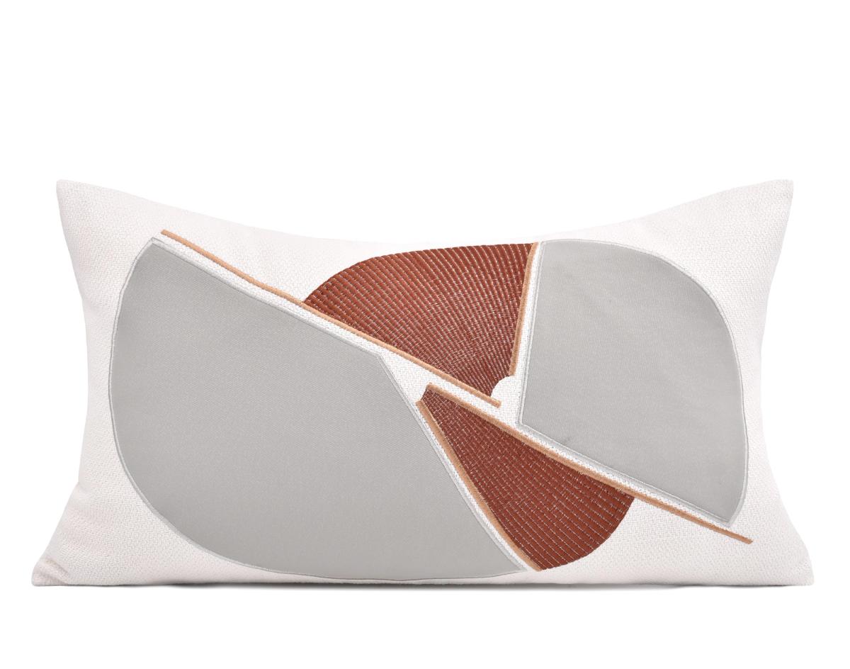 Grey & Rust Abstract Shapes Lumbar Cushion Cover