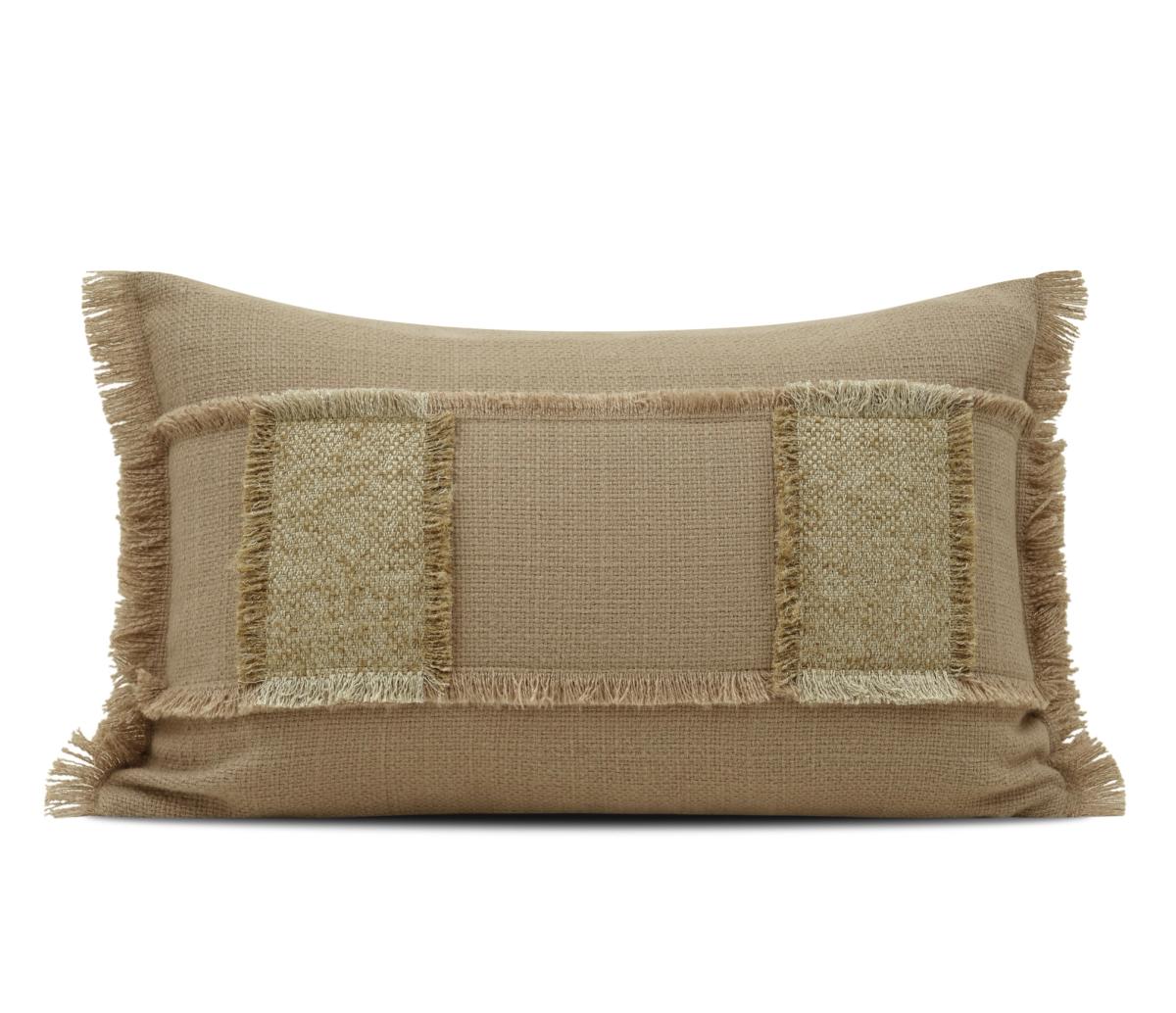 Olive & Gold Border-Accent Lumbar Cushion Cover