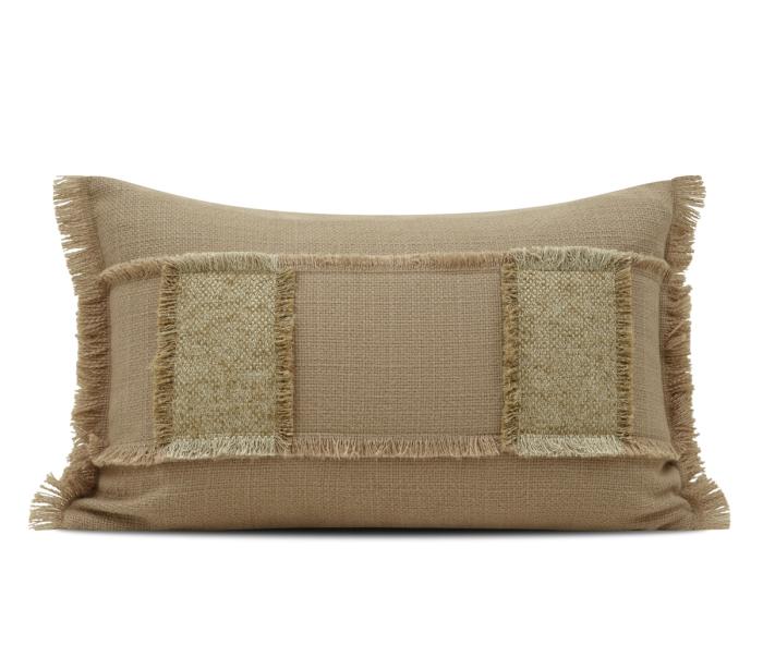 Olive & Gold Border-Accent Lumbar Cushion Cover