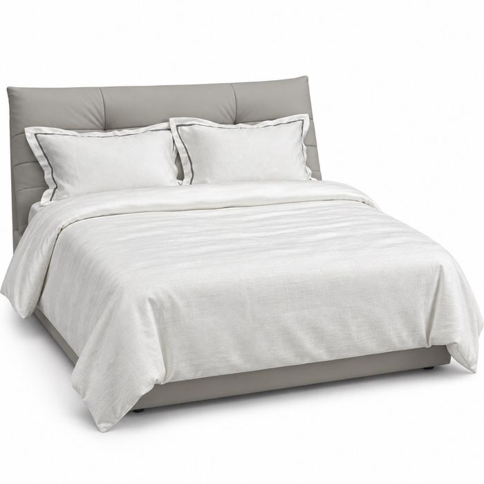 Ivory Slubbed Cotton Duvet Cover Set with Charcoal Border — King