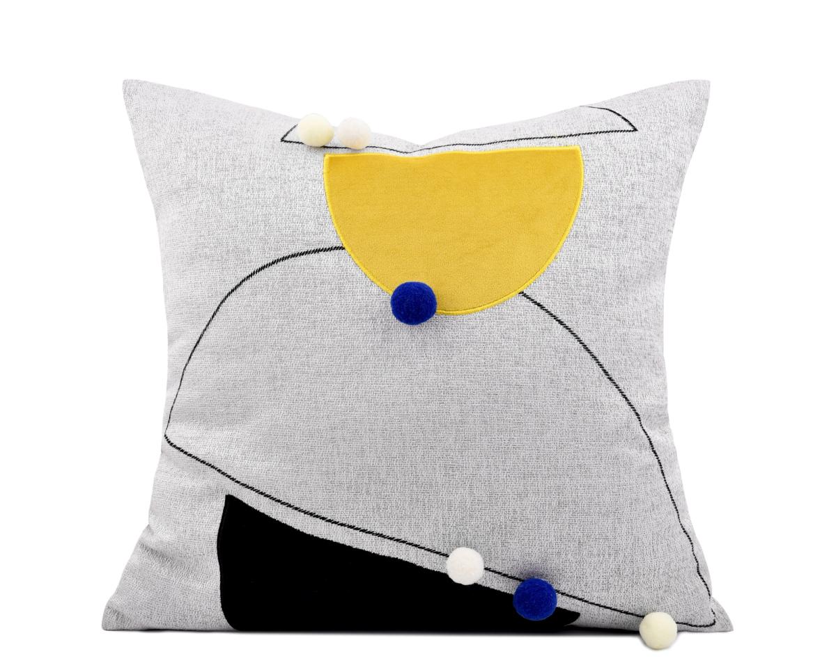 Ochre & Grey Dot Graphic Cushion Cover
