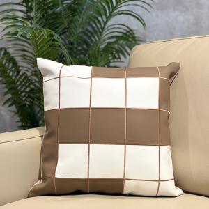 Brown & Cream Check Cushion Cover