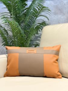 Tan & Brown Colour-Block Lumbar Cushion Cover