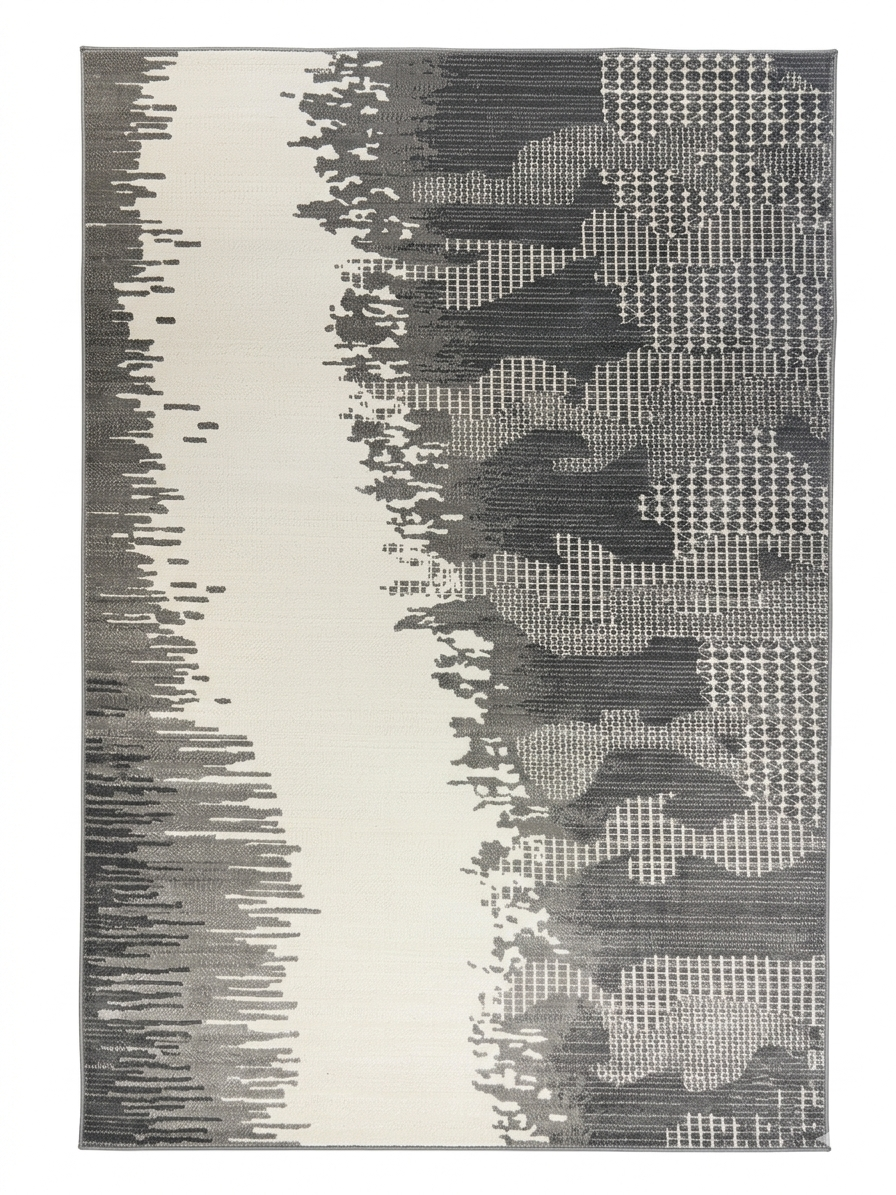 Pixel-Tribal Rug — Charcoal Ikat Meets Ivory