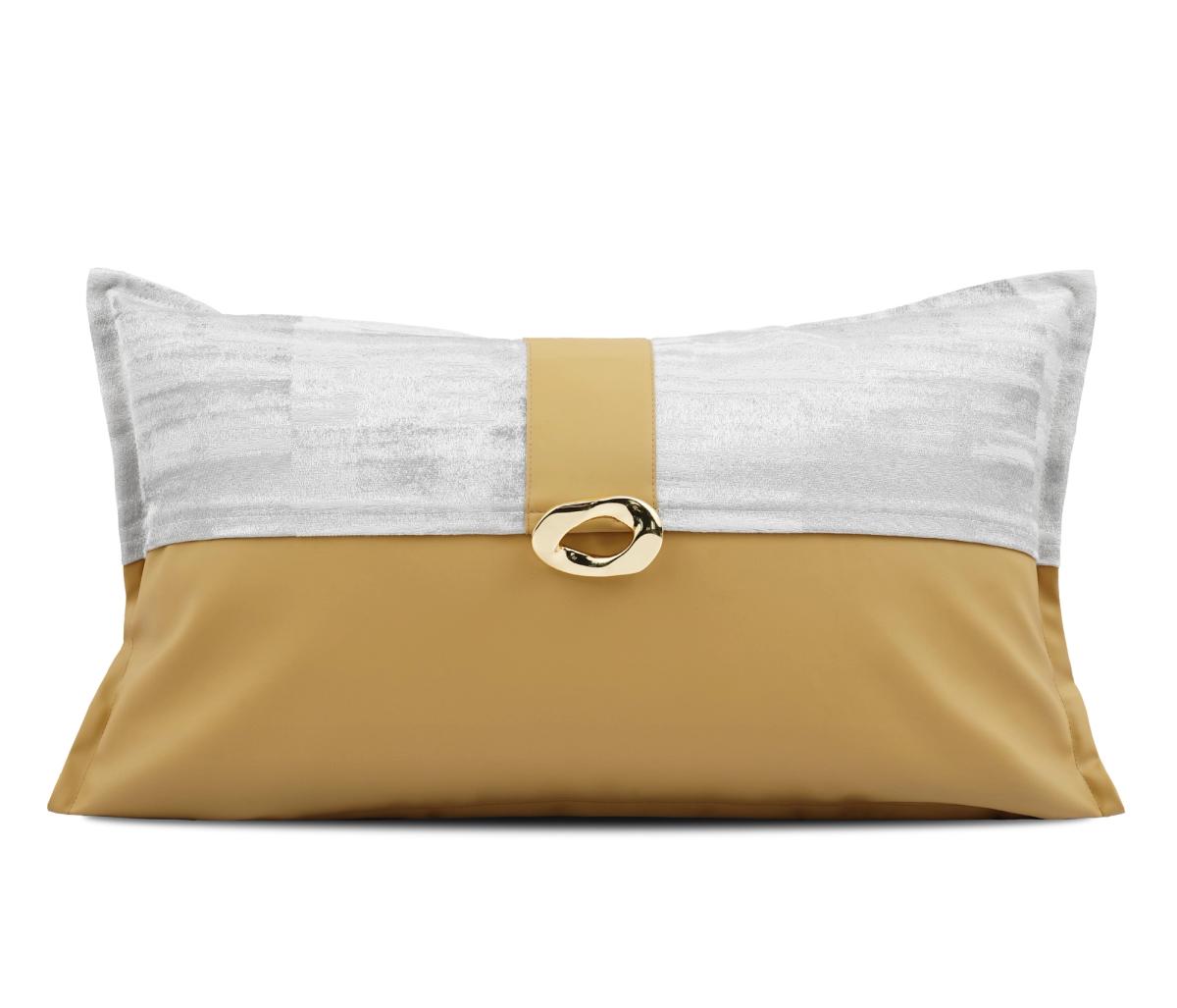 Ochre Faux-Leather Lumbar Cushion Cover