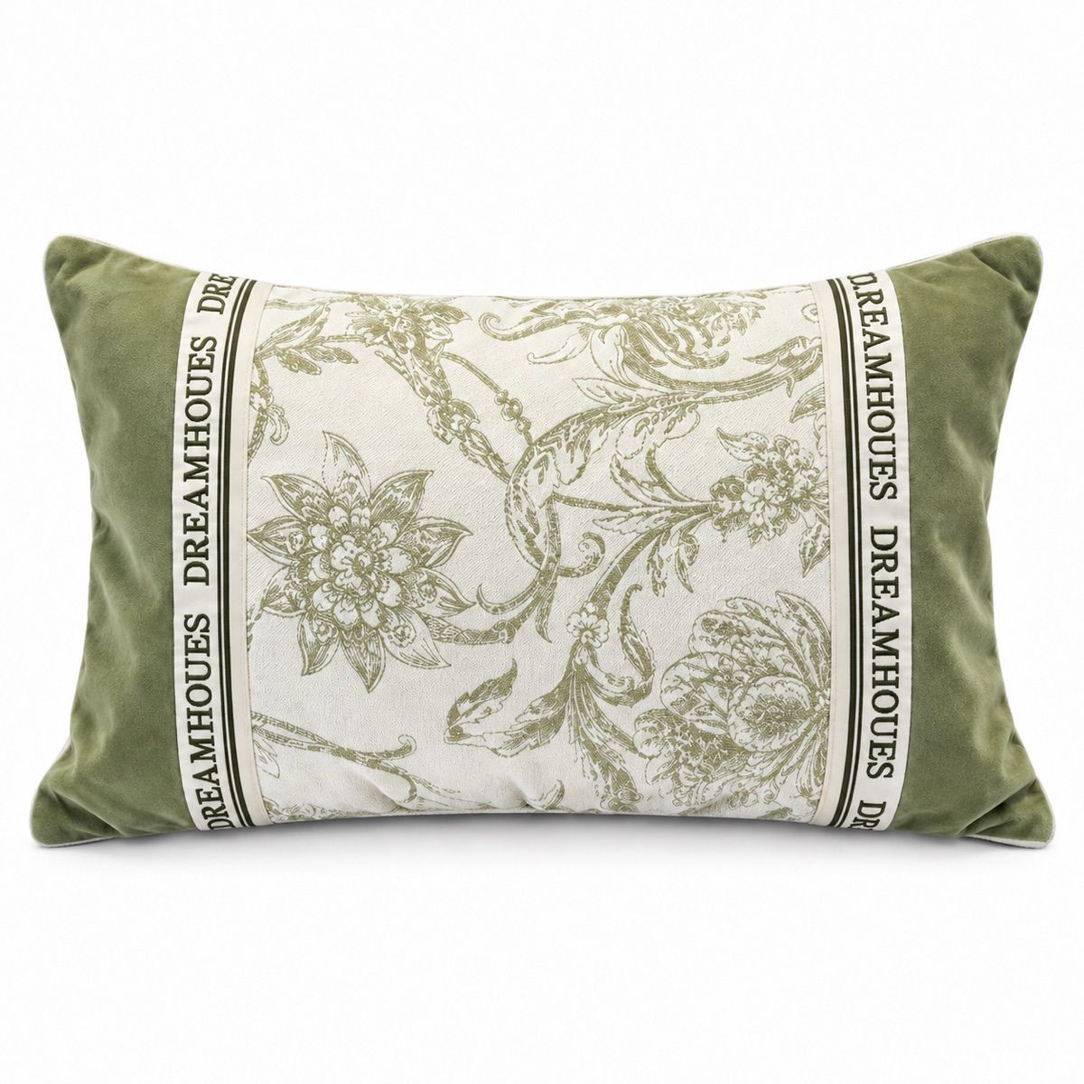 Olive Botanical Border Lumbar Cushion