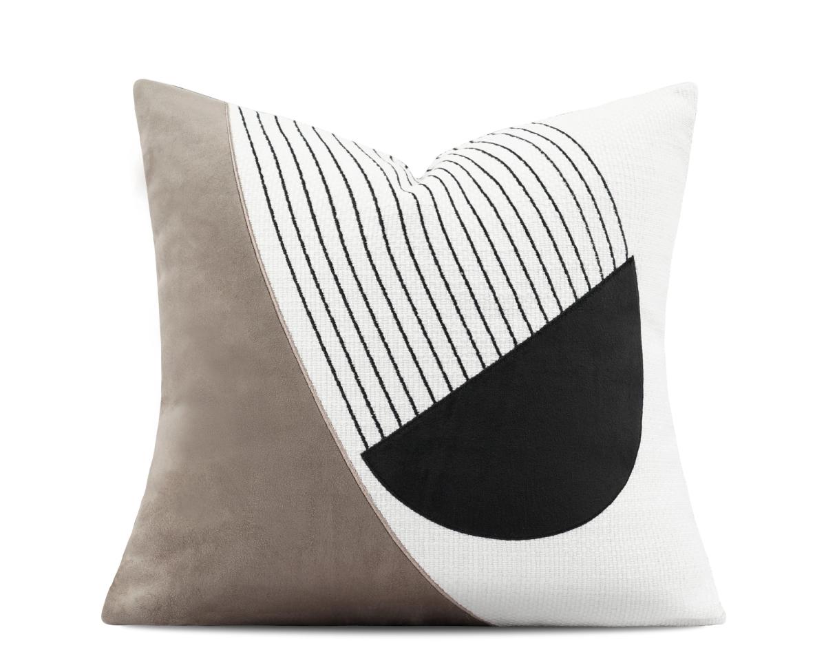 Tan Circle Colour-Block Cushion Cover