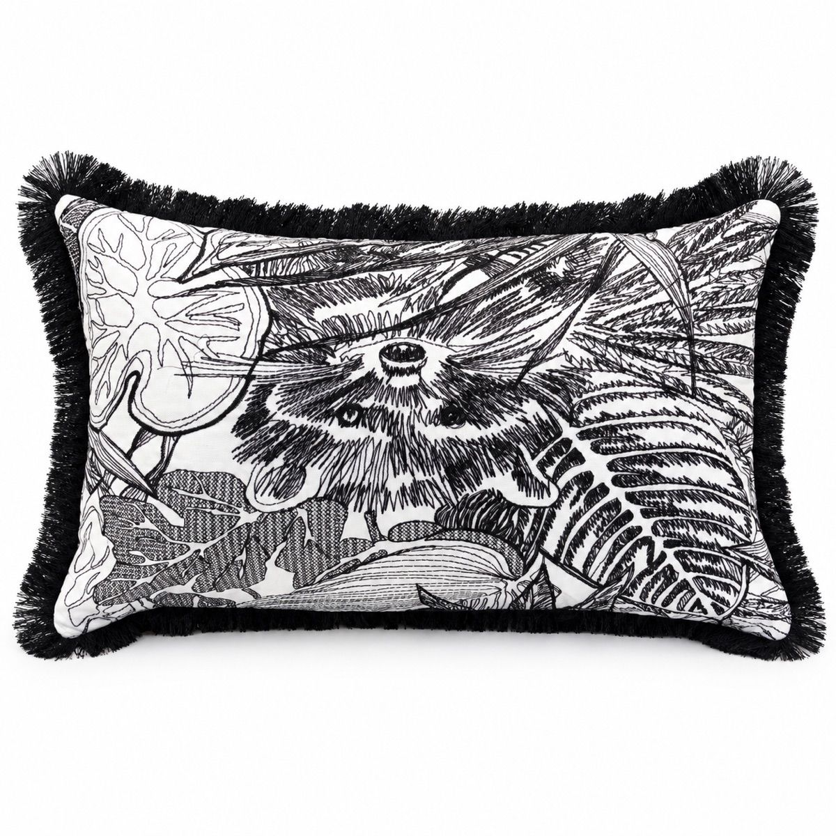 Black & Ivory Jungle Lumbar Cushion