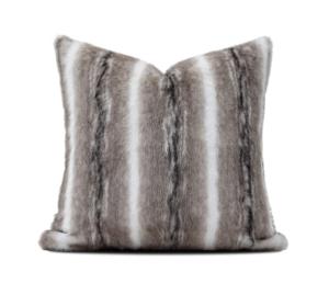 Charcoal & Brown Faux-Fur Cushion Cover