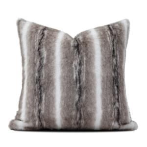 Charcoal & Brown Faux-Fur Cushion Cover