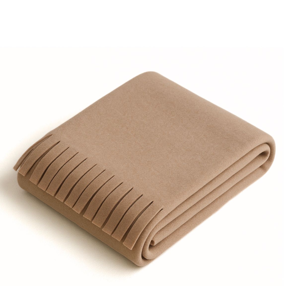 Camel Brushed Throw with Cut Fringe