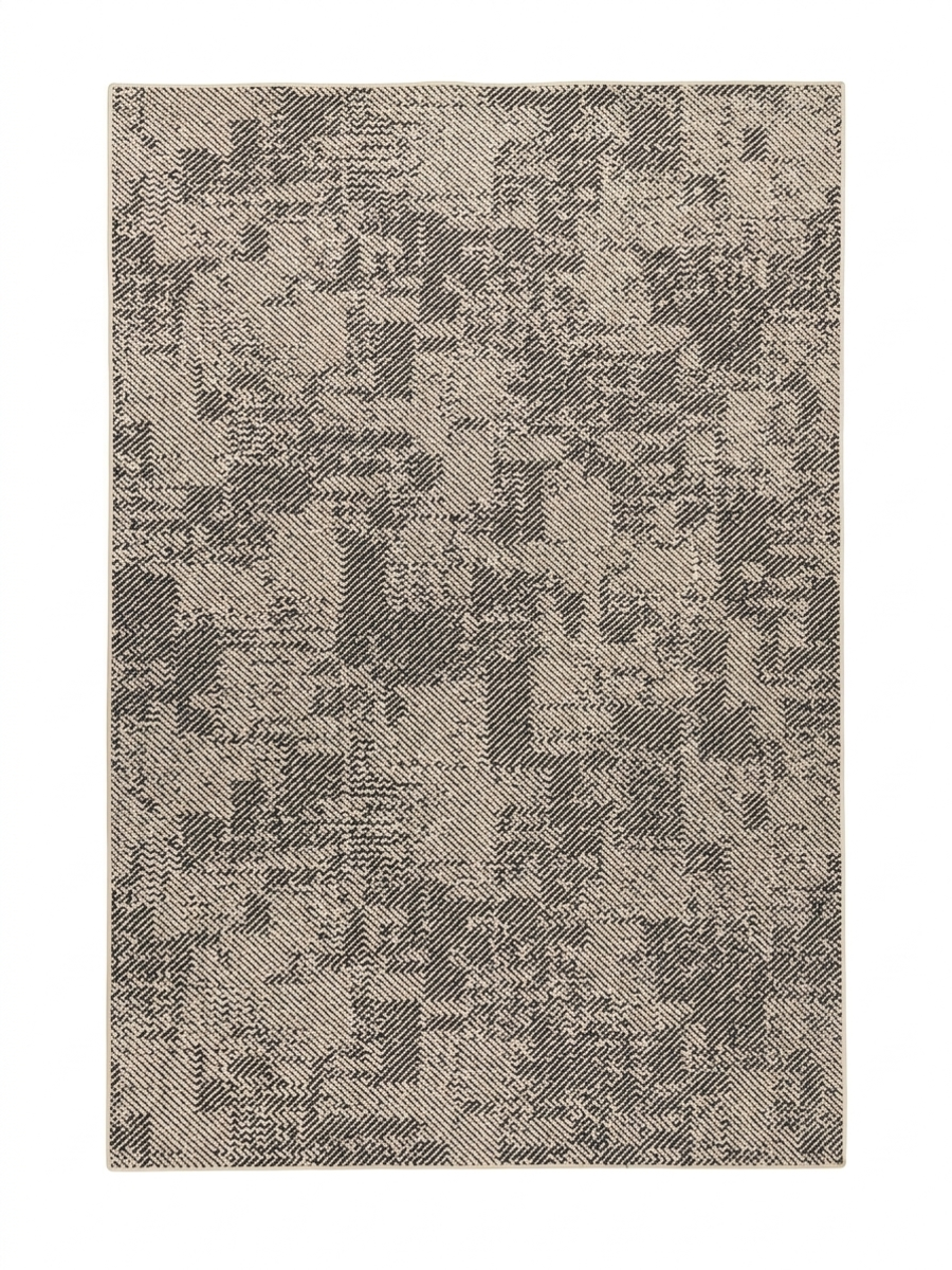 Pixel Static Rug — Cream & Charcoal Distressed Texture