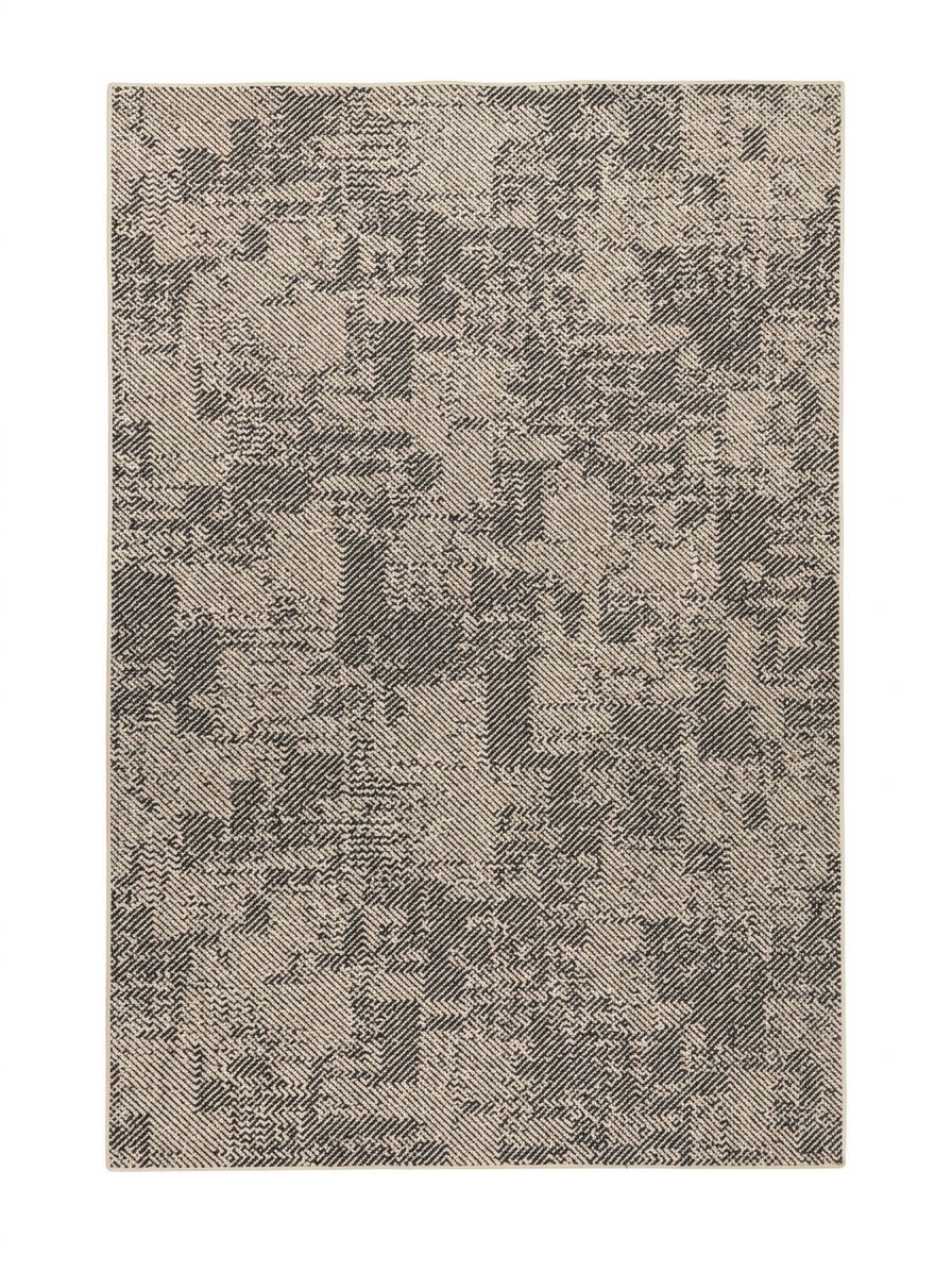 Pixel Static Rug — Cream & Charcoal Distressed Texture