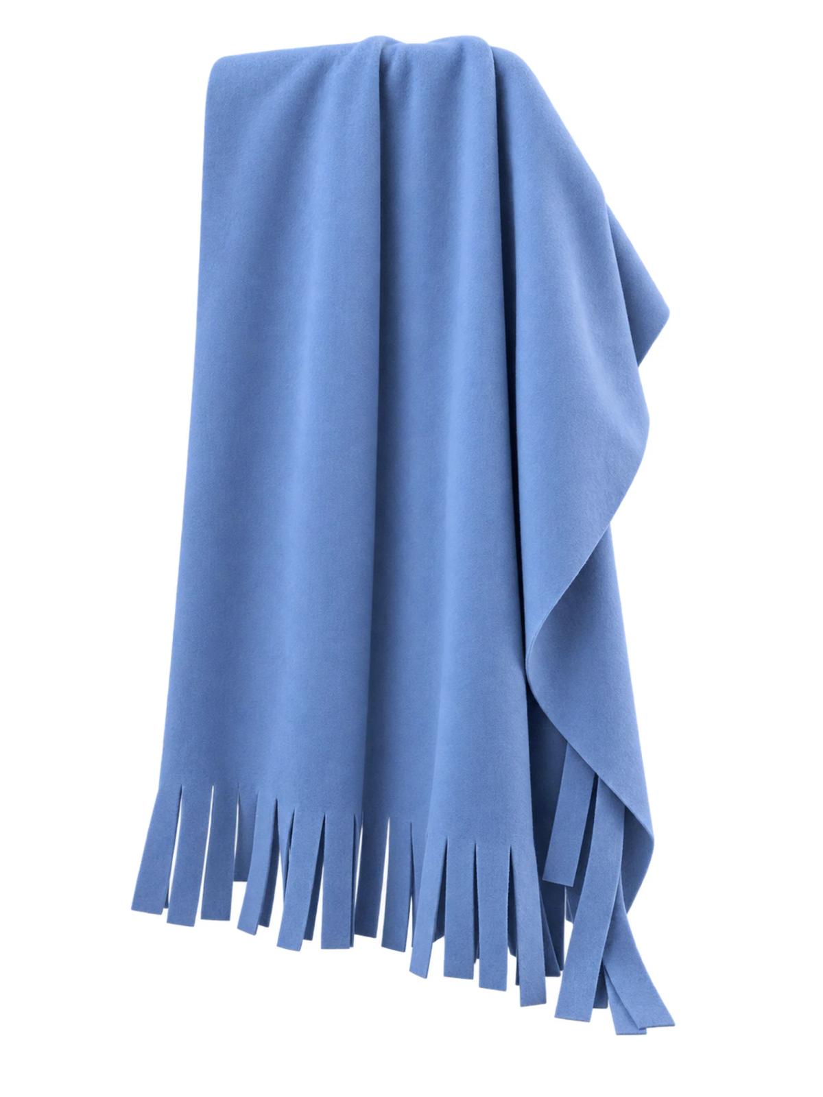Cornflower Blue Solid Throw with Cut Fringe