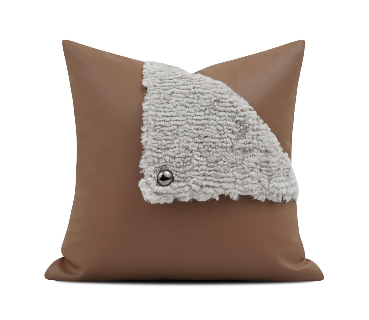 Caramel Abstract Inlay Cushion Cover