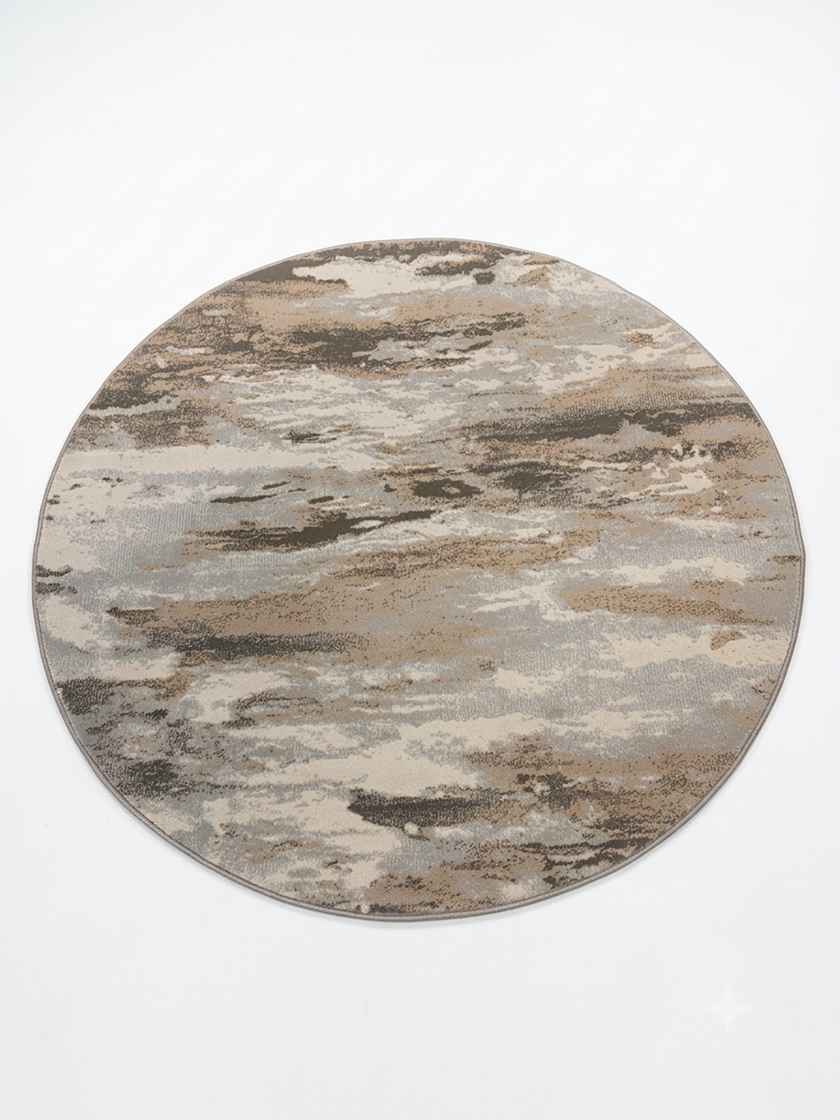 Cloudwash Round Rug — Beige & Taupe Watercolour