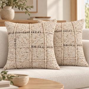 Ivory Patch Grid Texture Cushion