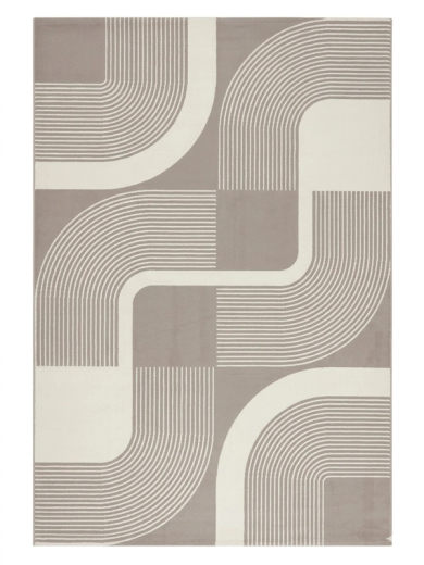 Bauhaus Curve Rug — Grey with Cream Arch & S-Curve Forms
