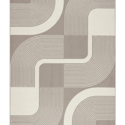 Bauhaus Curve Rug — Grey with Cream Arch & S-Curve Forms