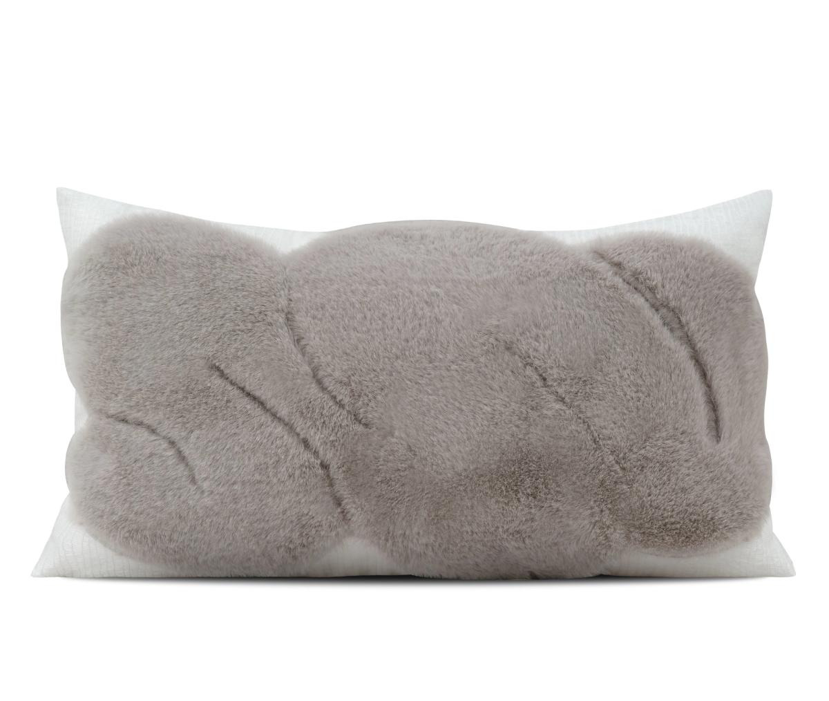 Beige Faux-Fur Texture Lumbar Cushion Cover
