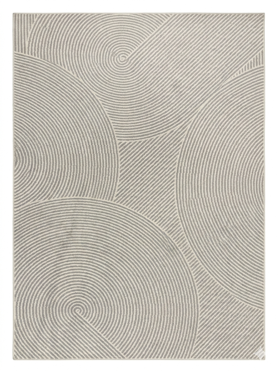Zen Spiral Rug — Beige with Raked-Sand Concentric Lines
