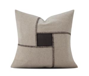 Cream & Brown Colour-Block Cushion Cover