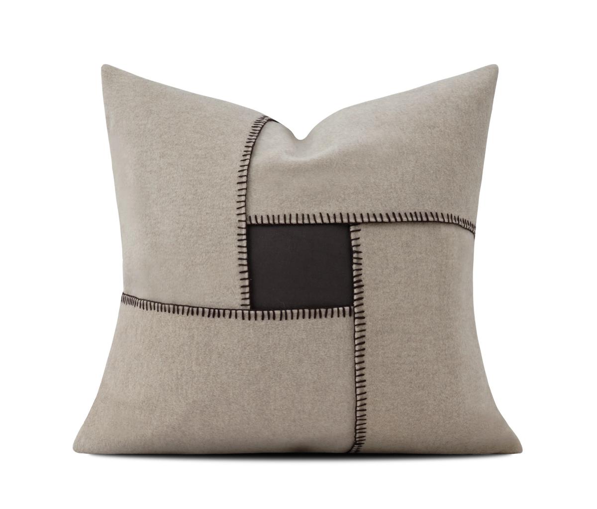 Cream & Brown Colour-Block Cushion Cover