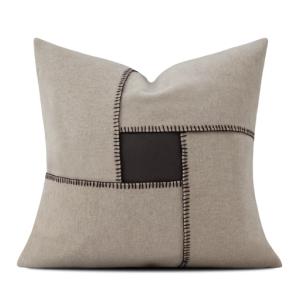 Cream & Brown Colour-Block Cushion Cover