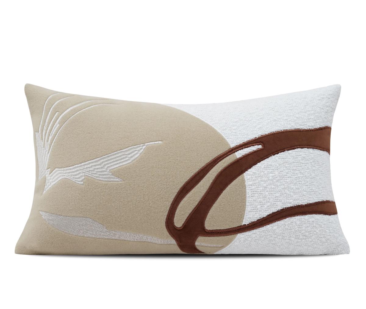 Cream Faux-Leather Strap Lumbar Cushion Cover
