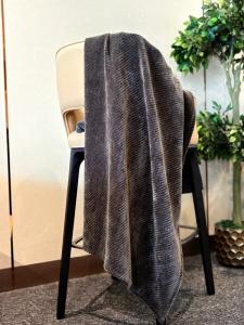 Dark Grey Herringbone Throw with Corded Edge