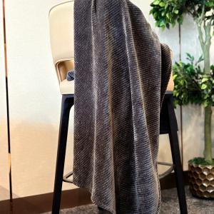 Dark Grey Herringbone Throw with Corded Edge