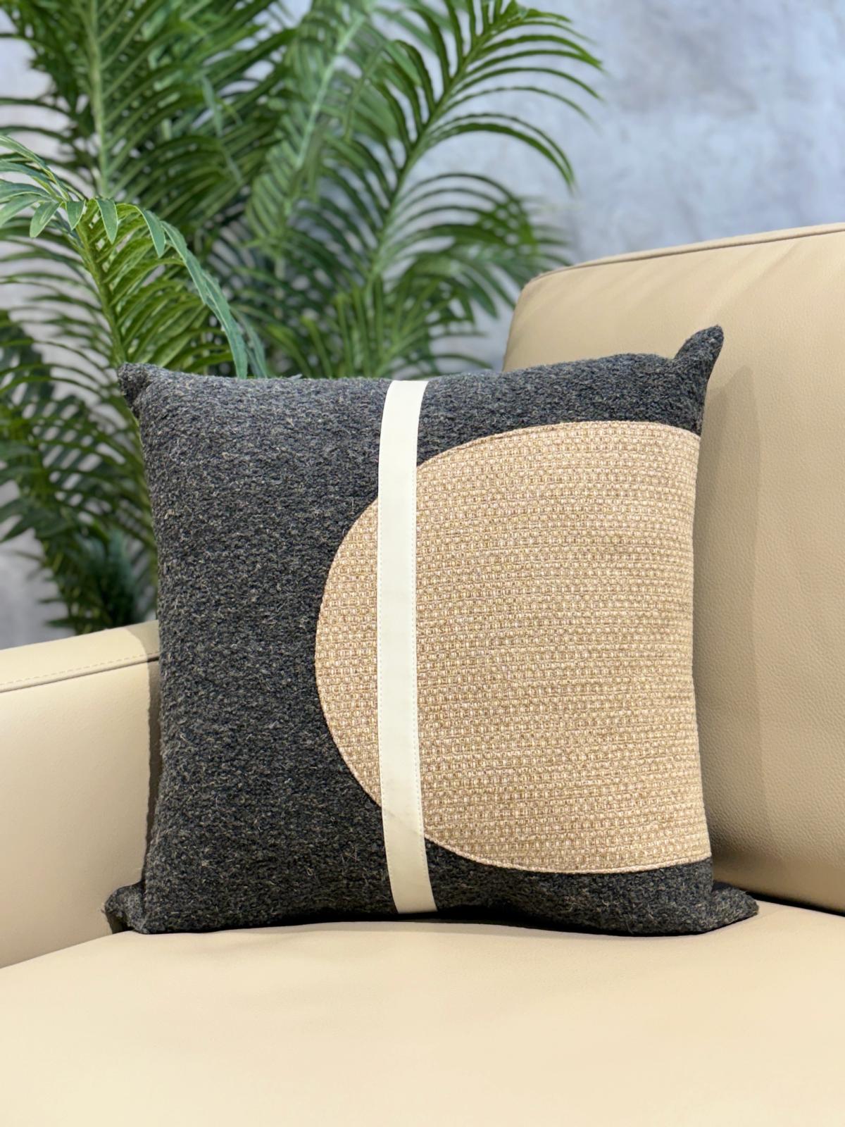 Charcoal Geometric Circle Cushion Cover