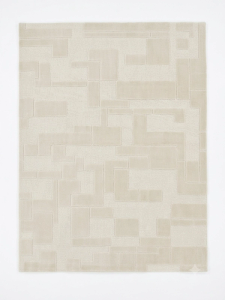 Cream Tonal Block Rug — Carved Cube Pattern