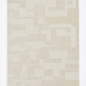 Cream Tonal Block Rug — Carved Cube Pattern