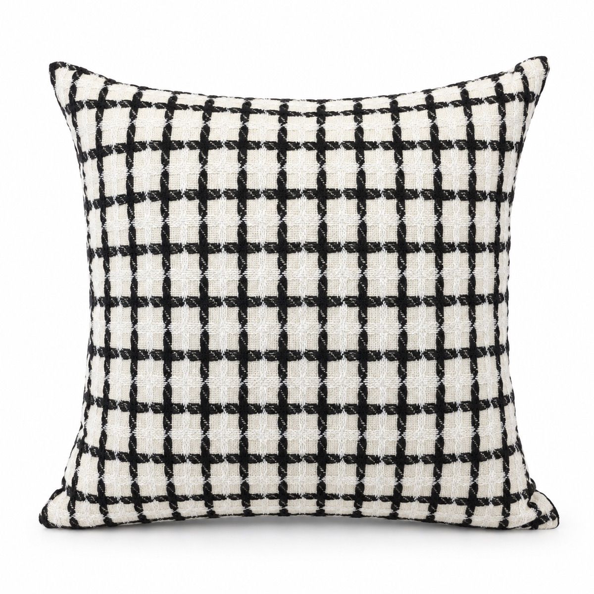 Ivory & Black Windowpane Cushion