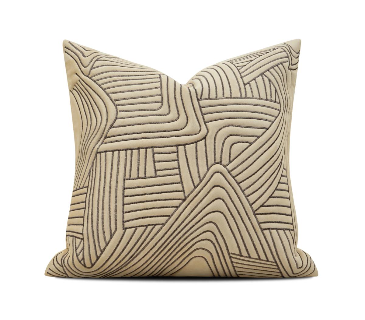 Cream Geometric Tufted Cushion Cover