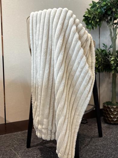 Ivory Channel-Quilted Plush Throw