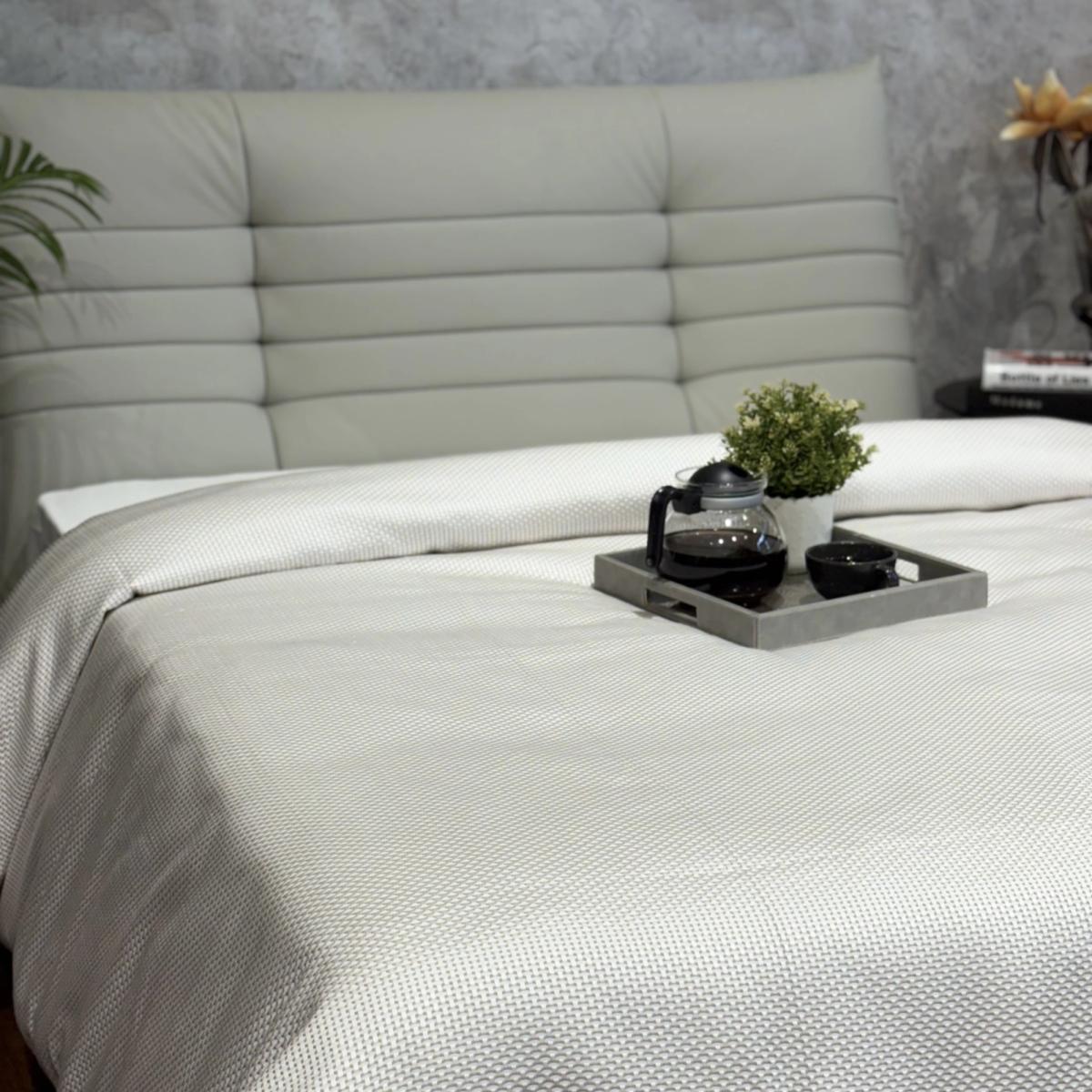 Ivory Waffle Dot-Grid Duvet Cover Set — King