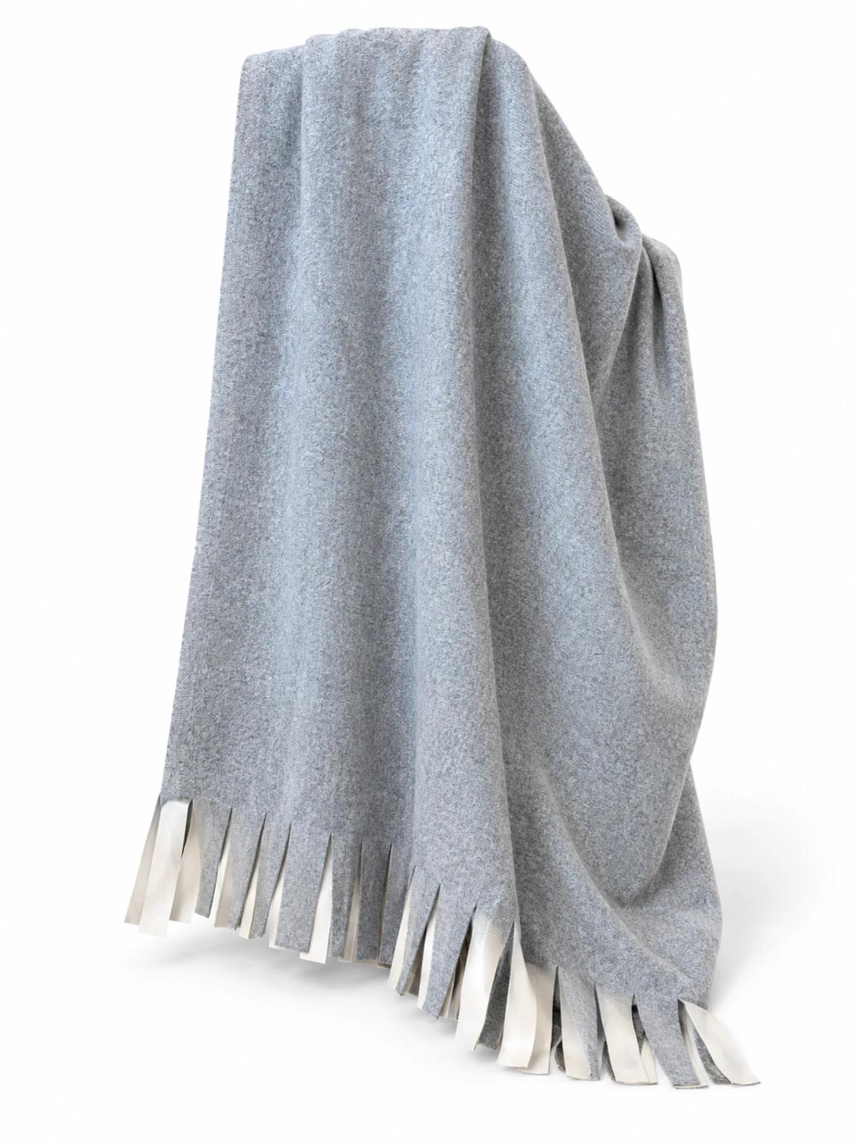 Grey Marled Throw with Fringe