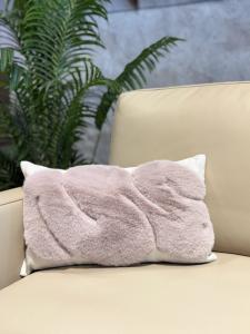 Grey Faux-Fur Texture Lumbar Cushion Cover