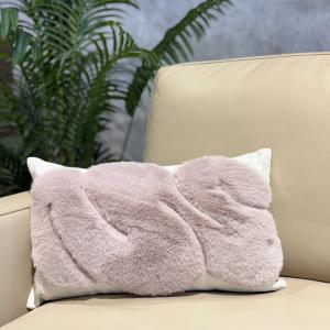 Grey Faux-Fur Texture Lumbar Cushion Cover