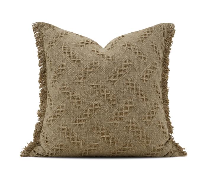 Tan Diagonal Quilt Cushion Cover