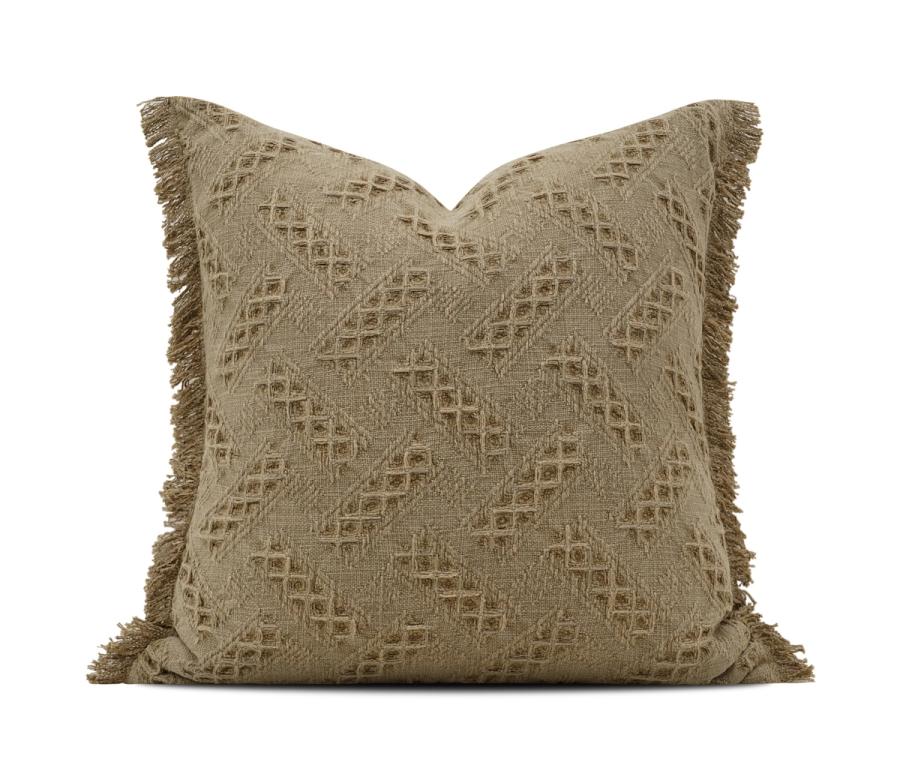 Tan Diagonal Quilt Cushion Cover