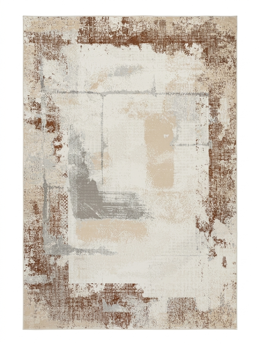 Antique Canvas Rug — Cream, Russet & Charcoal
