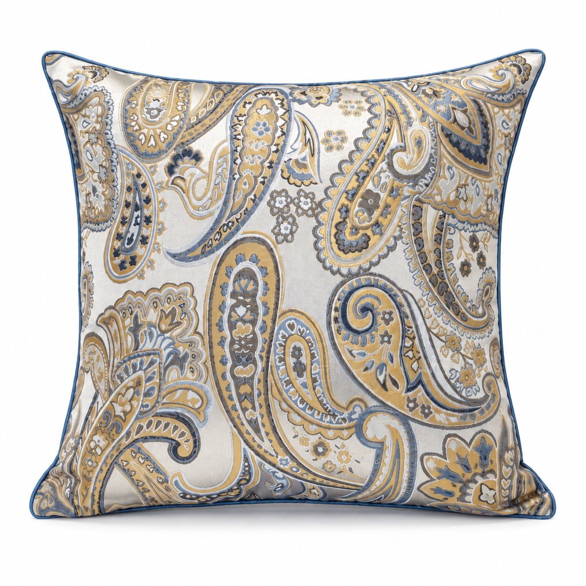 Blue & Gold Paisley Cushion