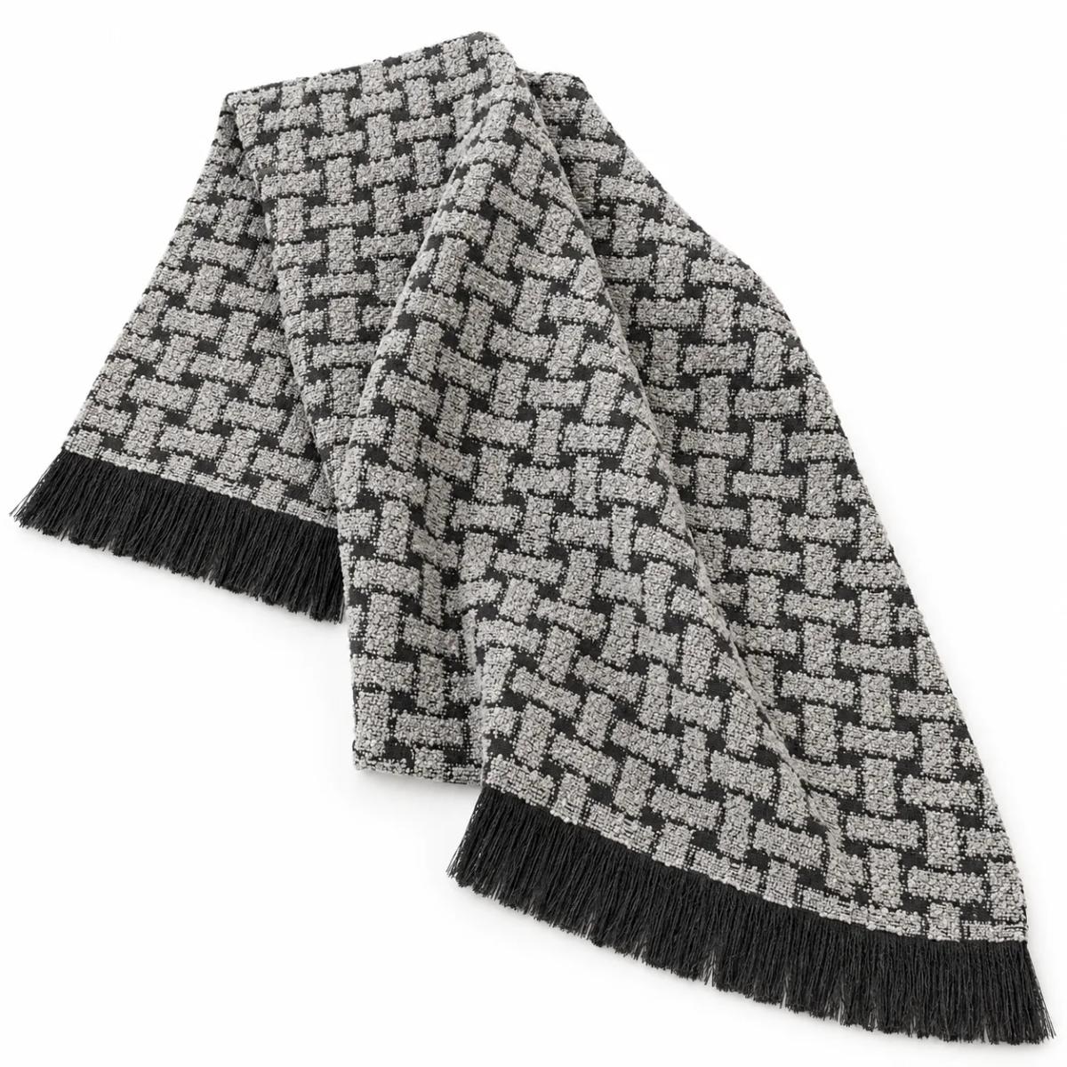 Black & Grey Basketweave Bouclé Throw